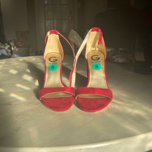 By Guess Suede Red Chunky Heels